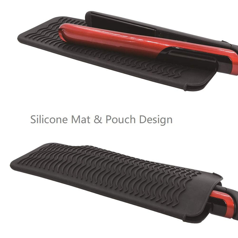 Black Resistant Silicone Mat Pouch for Flat Iron, Curling Iron,Hot Hair Too P1S1