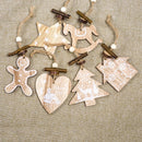 1 Set 6Pcs Christmas Tree Decorations Ornaments Hemp Rope Wooden Printing O