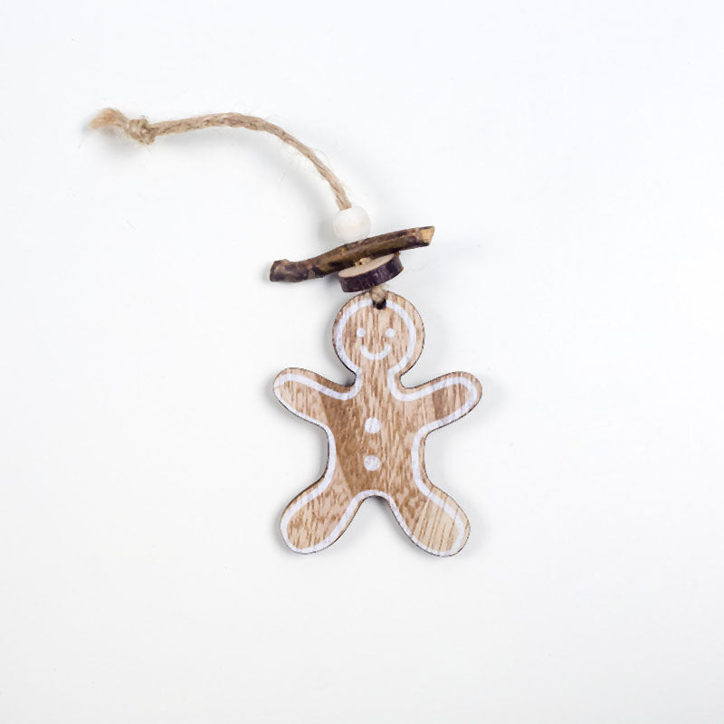 1 Set 6Pcs Christmas Tree Decorations Ornaments Hemp Rope Wooden Printing O