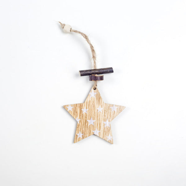 1 Set 6Pcs Christmas Tree Decorations Ornaments Hemp Rope Wooden Printing O