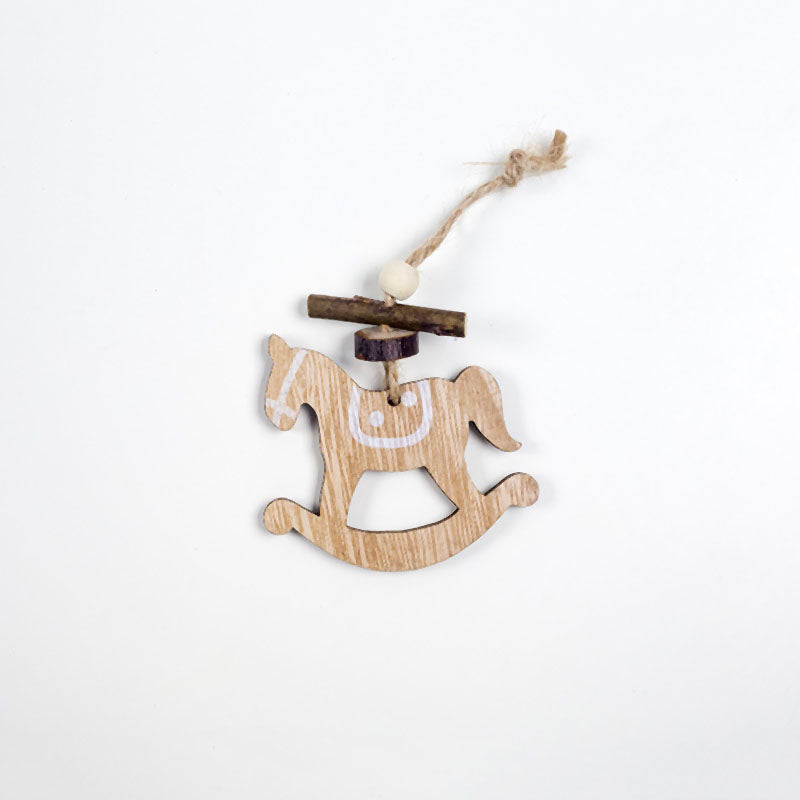 1 Set 6Pcs Christmas Tree Decorations Ornaments Hemp Rope Wooden Printing O