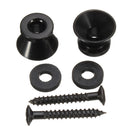 2pcs Black Strap Lock Buttons End Pins Cushion Screws For Guitar Bass
