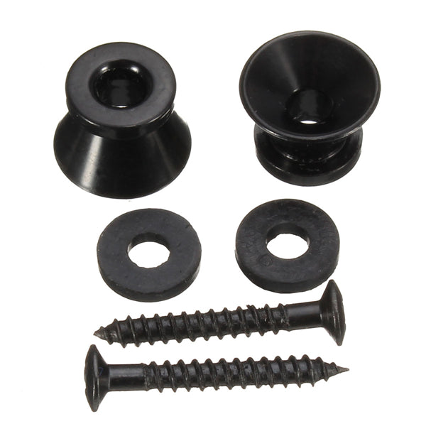2pcs Black Strap Lock Buttons End Pins Cushion Screws For Guitar Bass