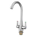Chrome Modern Kitchen Sink Basin Faucet Twin Lever Rotation Spout Cold and Hot Water Mixer Tap