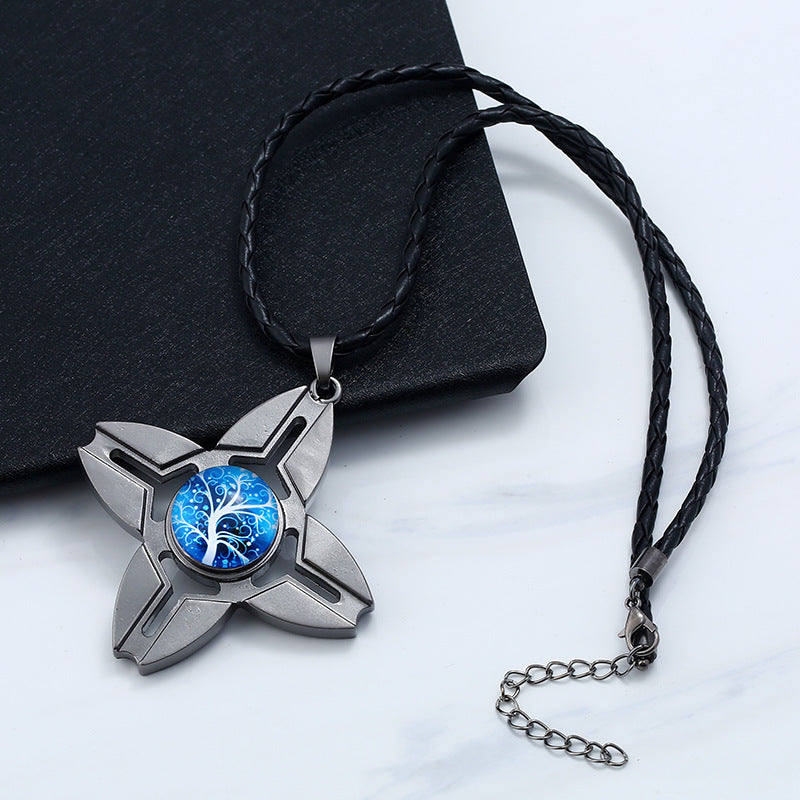 Unisex Fidget Spinner Necklace Four Leaf Crab Craws Pendant Necklace Women Men