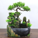 LED Desktop Mini Resin Rockery Garden Landscape Pump Fountain Figurines Home Office