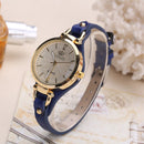 Fashion Colorful Leather Band Women Simple Dial Rose Gold Case Quartz Watch