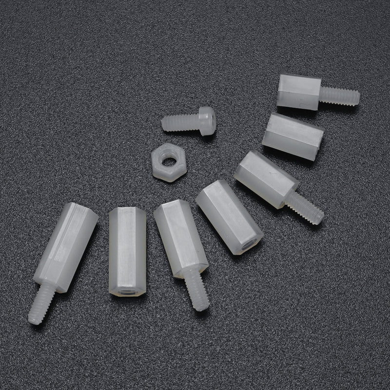 Suleve M2.5NH2 300Pcs Nylon Screw White/Black Hex Screw Nut PCB Standoff Spacer Assortment Kit
