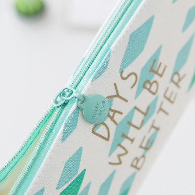 Inverted trapezoidal student pencil case Creative stationery zipper pencil case stationery bag