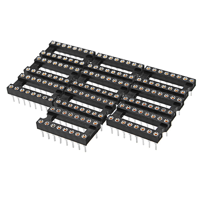 30pcs 16 Pins 2.54mm DIP Straight Plug Double Row Circular Hole IC Socket Connector Adapter