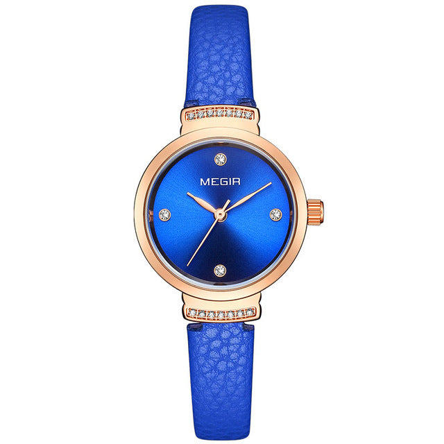 MEGIR 4207 Casual Style Leather Strap Luxury Analogue Women Wristwatch Fashionable Quartz Watch