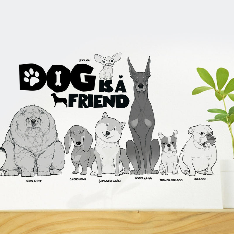 30*90 CM Cute Dogs  Wall Stickers Background Wall Stickers