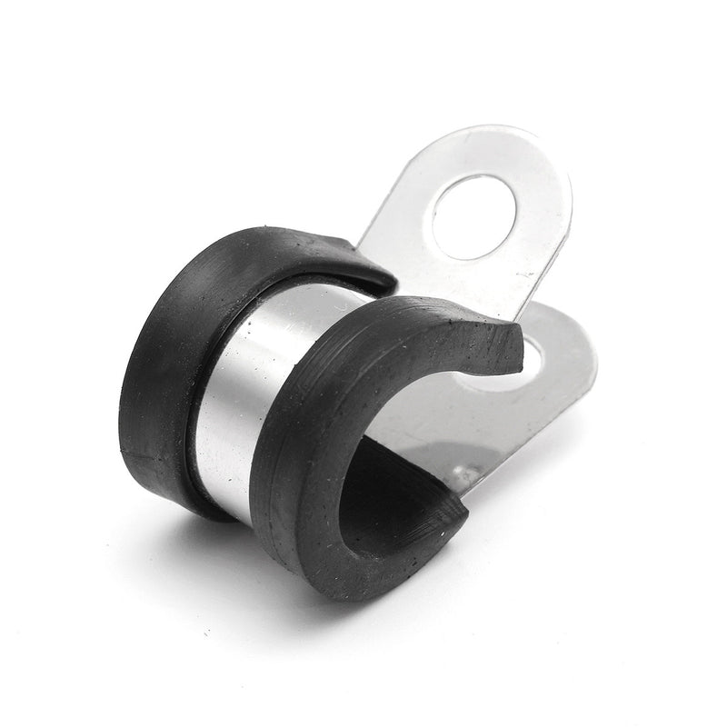 10Pcs 12mm Stainless Steel & Rubber Lined Retaining Hose P Clips Clamp