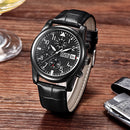 NORTH N-7718 Calendar Business Style Men Wrist Watch Working-dials Leather Strap Quartz Watch