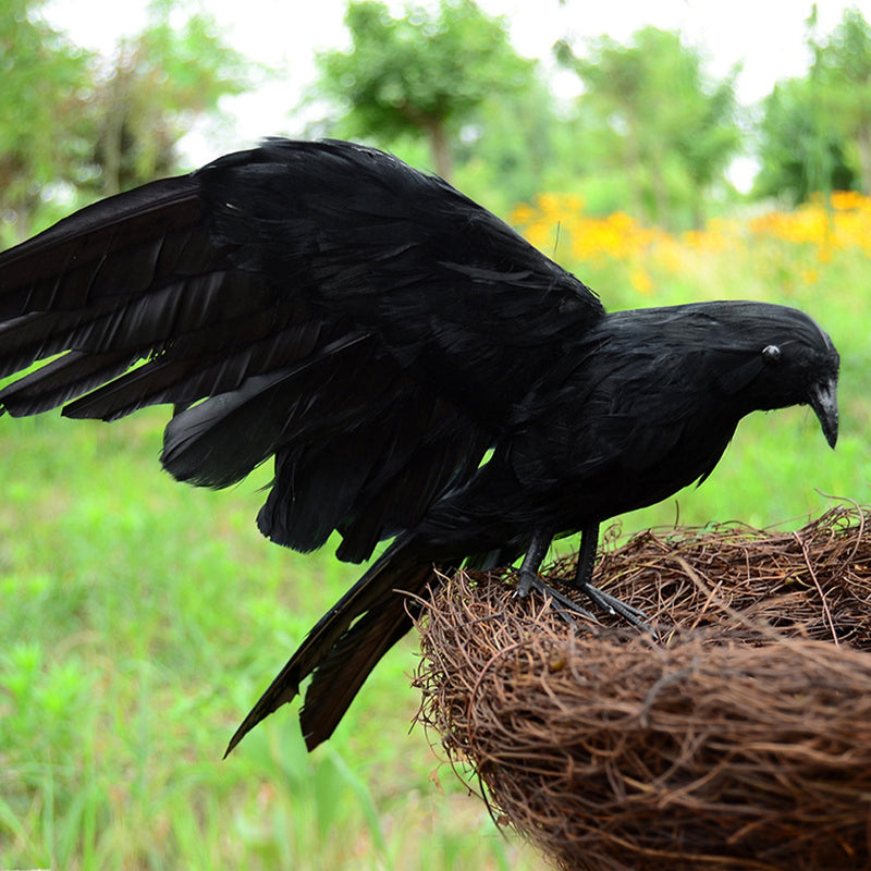 Realistic Looking Halloween Decorations Birds Black Feathered Detachable Crow