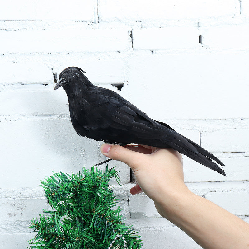 Raven Halloween Party Crow Bird Decorations Prop Stuffed Feather Blackbird Decor