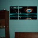 Miico Hand Painted Three Combination Decorative Paintings Starry Meteorite Wall Art For Home Decoration