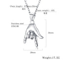 Retro Hip Hop Titanium Steel Punk Rock Gesture Pendant Necklace