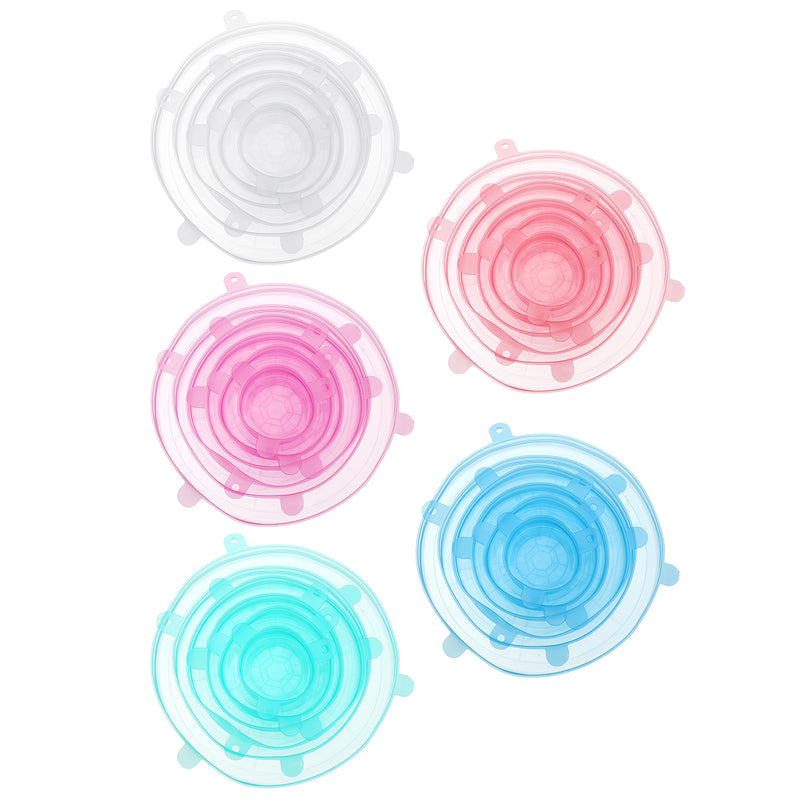 6Pcs Stretch Reusable Silicone Bowl Wraps Food Kitchen Storage Container Cover Seal