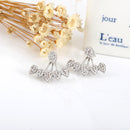 Trendy Flower Earrings Gold Silver Full Rhinestones Ear Stud Gift for Women