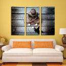 Miico Hand Painted Three Combination Decorative Paintings Bud-dha Statue Wall Art For Home Decoration