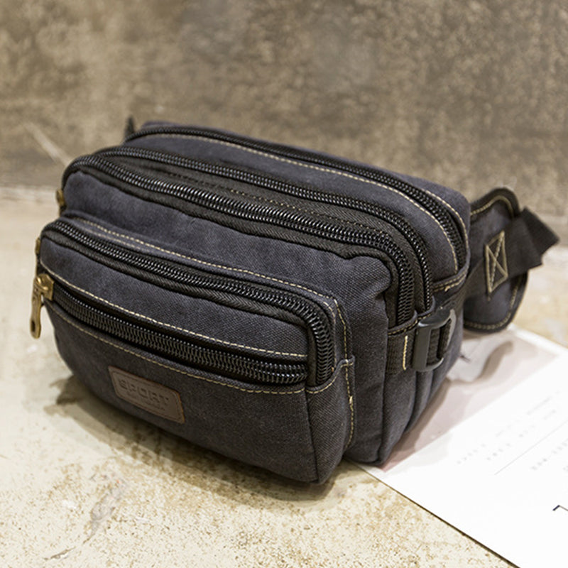 5-Layers Men Canvas Waist Bag Travel Funny Pack Practical Purse Bag Fashion