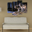 Miico Hand Painted Four Combination Decorative Paintings Two W-olves Wall Art For Home Decoration