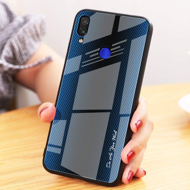 Bakeey Gradient Striped Shockproof Tempered Glass&Soft TPU Protective Case For Xiaomi Redmi Note 7 / Redmi Note 7 Pro