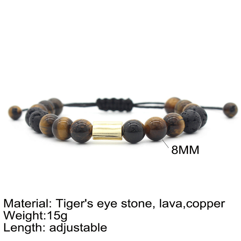 Vintge Tiger Eye Stone Bracelets Fashion Lave Copper Adjustable Bracelet Gift for Men