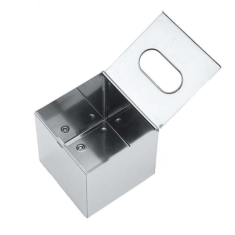 Chrome Coloured Cube Square Tissue Box Holder Cover Box Napkin Bathroom Organizer