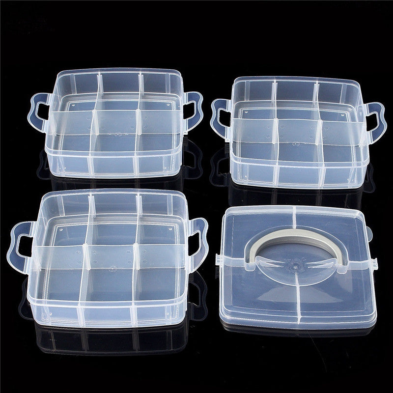 18 Grid Detachable Plastic Craft Beads Jewellery Storage Organizer Tool Box Case Closet Grid Organizer Storage Box