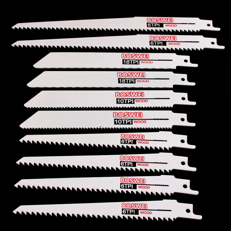 10pcs 6TPI/8TPI/10TPI Reciprocating Saw Blades Wood Metal Cutter Blade