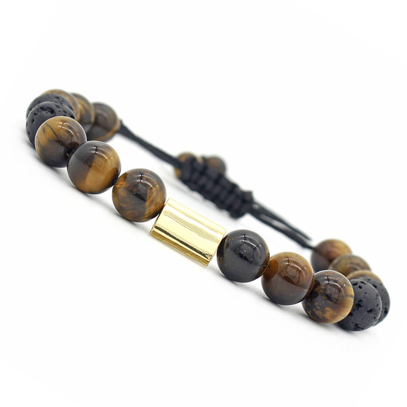 Vintge Tiger Eye Stone Bracelets Fashion Lave Copper Adjustable Bracelet Gift for Men