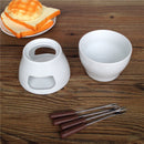 Ceramic Chocolate Fondue Set with Forks-Tea Light Porcelain Melting Pot