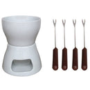 Ceramic Chocolate Fondue Set with Forks-Tea Light Porcelain Melting Pot