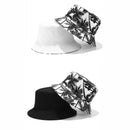 Canvas Fisherman Hat Unisex Printed Coconut Tree Double-Sided Wearing Cap O Z9P7