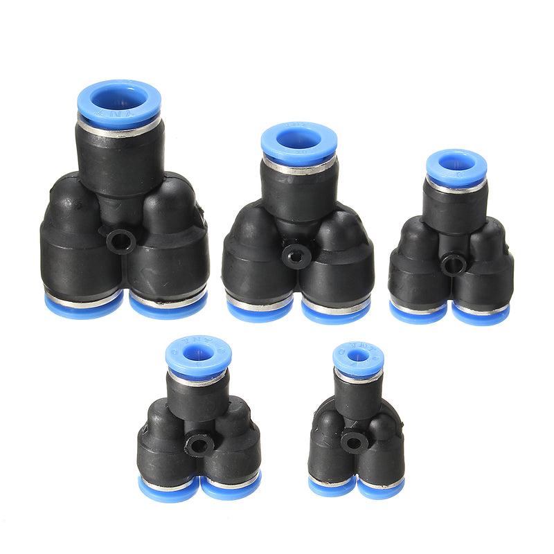 10pcs Y Union Connectors 1/4 Pneumatic Push Connector Fitting For Air Hose Tube