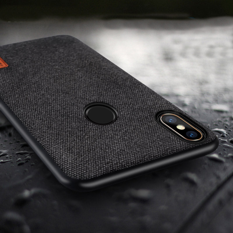 Bakeey Luxury Fabric Splice Soft Silicone Edge Shockproof Protective Case For Xiaomi Mi8 Mi 8