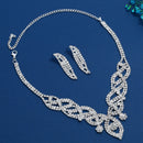 Bridal Wedding Jewelry Set Fashion Rhinestone Necklace Earrings Geometric W