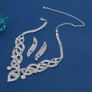 Bridal Wedding Jewelry Set Fashion Rhinestone Necklace Earrings Geometric W