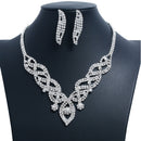 Bridal Wedding Jewelry Set Fashion Rhinestone Necklace Earrings Geometric W