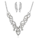 Bridal Wedding Jewelry Set Fashion Rhinestone Necklace Earrings Geometric W