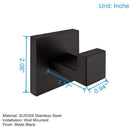 2 Pack Matte Black Towel Hook Stainless Steel Bathroom Rust Proof Clothes T
