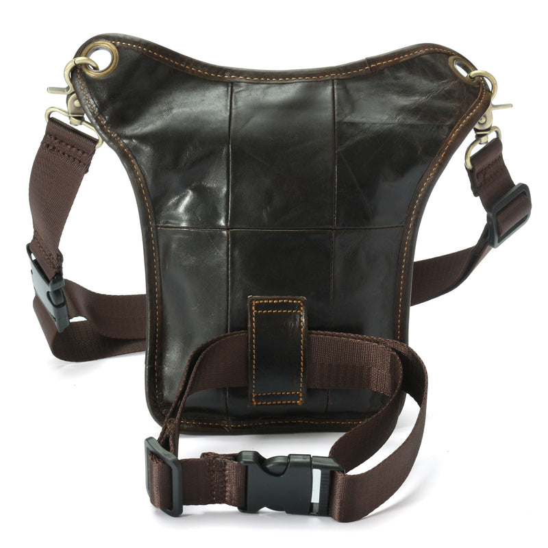 Men Motocycle Waist Leg Bag Fashion Leather Hiking Cycling Work School Travel