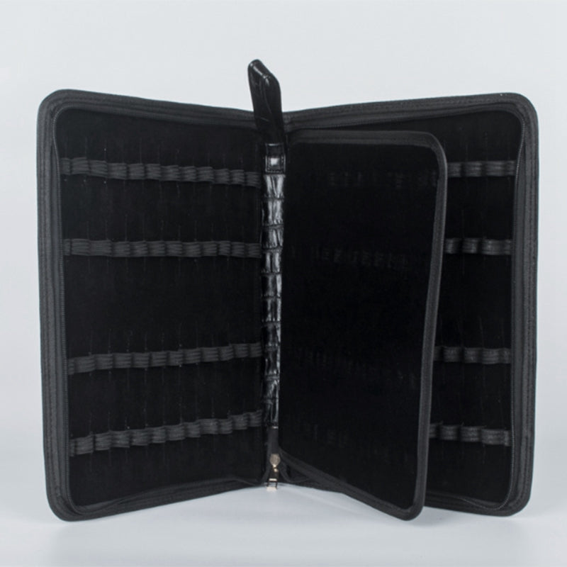 Large Capacity Fountain Pen Case PU Leather Black Color 48 Slots Pen Pouch  N4I1