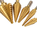 6Pcs Titanium Drill Bit Set Steel Step Drill Bits Cone Multiple Hole 50 Sizes with Case Kit