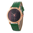 Red-crowned Crane Pattern Colorful Leather Strap Fashion Men Quartz Watch