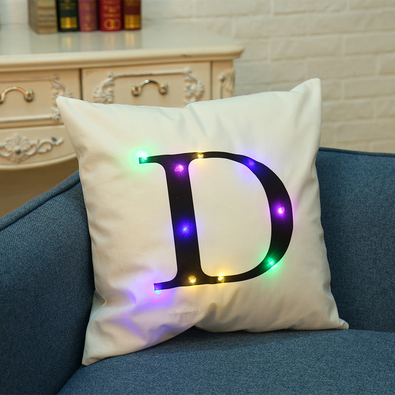 Honana WX-K33 Creative LED Lights Letter Pillowcase Plush Soft Pillow Cushion Cover Christmas Home