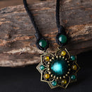 National Style Jewelry Glass Necklace Clavicle Chain Dual-Use Sweater Chain