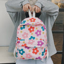 Cartoon Multicolor Flower Print Pattern Backpack School Bag Large Capacity